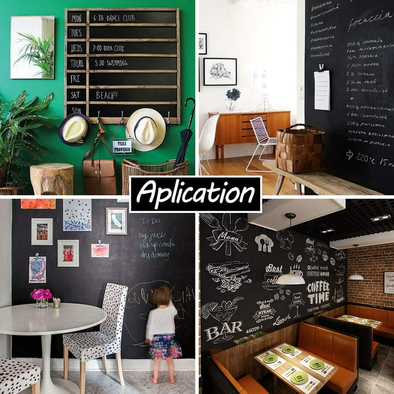 VEELIKE Chalkboard Wallpaper Stick and Peel Blackboard Stickers Removable  Chalkboard Contact Paper Roll 17.7” x 78.7 - 5 Chalks Included Self  Adhesive Vinyl for School Office Home Kids DIY Wall Decal 