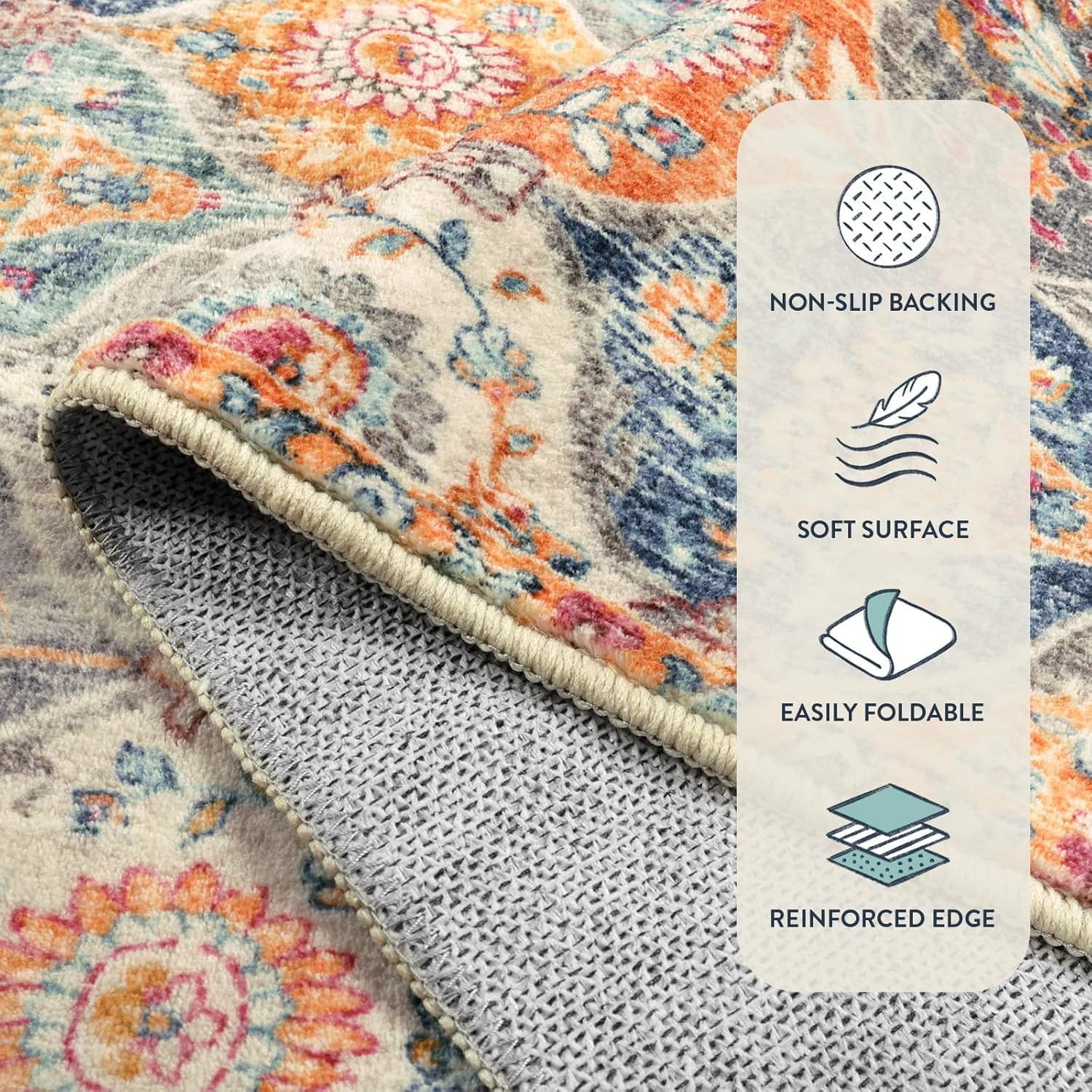 Moynesa 3'x5' Moroccan Trellis Area Rug, 3x5ft Washable Bedroom Rug Indoor Non-Slip, Small Oriental Accent Throw Rug for Kitchen Entryway Bathroom Living Room Office Carpet Cream