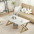 thumbnail image 2 of Coffee Table Living Room Table Centre Table, Faux Marble Rectangular Tea Table With Sturdy Metal Frame, Industrial Wooden Coffee Table For Bedroom Home Office, 2 of 12