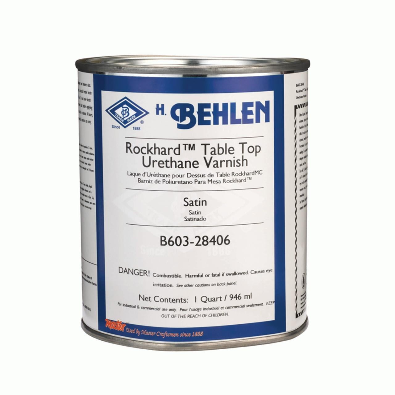 Behlen Rockhard Table Top Urethane Varnish Satin, Quart