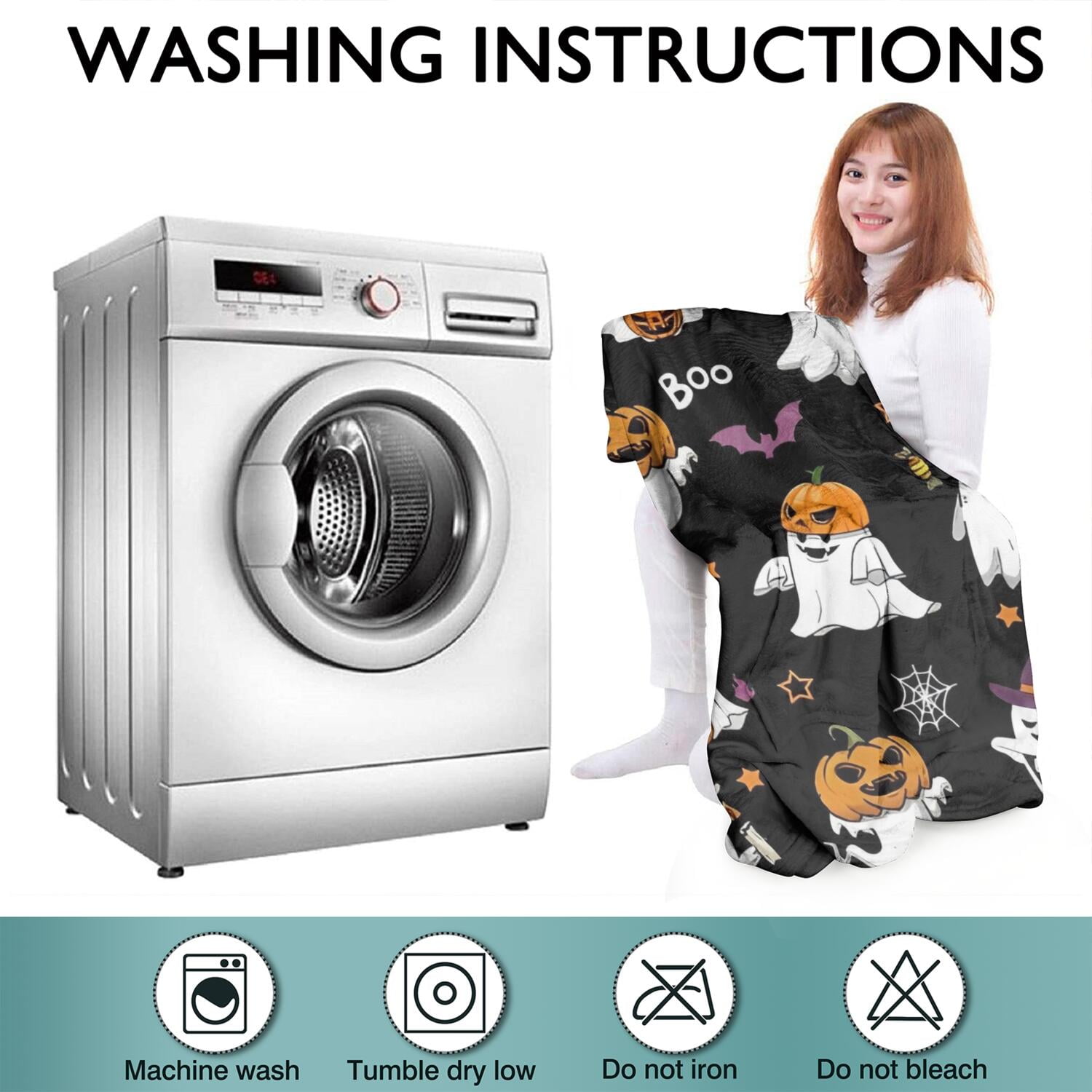 Wearable Oversized Blanket,Black Halloween Ghosts and Pumpkins Wearable Blanket Hoodie for Adults,Cozy Hooded Blankets with Super Pockets,Super Warm Fuzzy Pullover for Women & Men