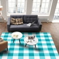 thumbnail image 3 of Area Rugs Indoor Non-Slip Rectangle Rug 4x6 Ft Turquoise Plaid Turquoise Gradient Line Check Geometric Rug Rubber Backing Floor Mats Non Shedding Home Decor Carpet for Entryway Living Room, 3 of 8