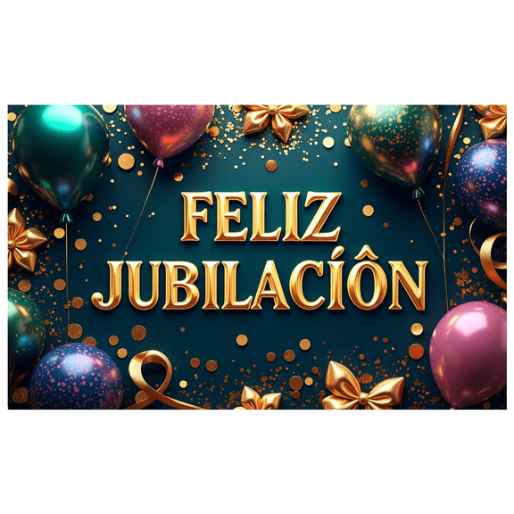 LUUFILx Retirement Party Banner Festive Backdrop Decoration Feliz Jubilación Celebration Supplies Colorful Balloons Gold Accents Photography Props Special Occasions