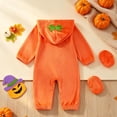 thumbnail image 5 of Gaexia Baby Girls Halloween Pumpkin Face Hooded Bodysuit Romper Long Sleeve Crawling Outfit With Shoes Two Piece Set Toddler Autumn Winter Wear, 5 of 7