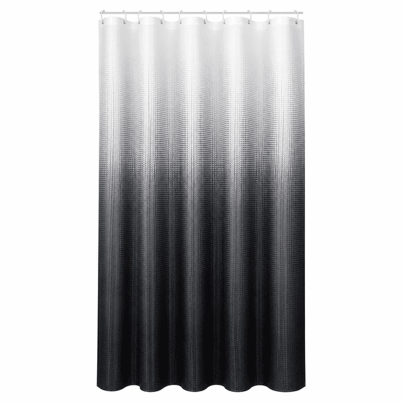 FURMORA Black White Waffle Small Stall Shower Curtain 36 x 72,Half Size Fabric Narrow Shower Curtains for Bathroom Decor,36" Weighted Shower Curtain Set with Plastic Hooks,Black Ombre