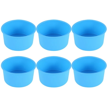 

Silicone Mini Cake Molds 4 Inch Round Baking Pan Non-Stick Silicone Baking Mold Bakeware Pan Reusable Blue Set of 6