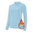thumbnail image 5 of HUKOEMPN T Shirts for Women Thermal Tops Solid Color Casual Elastic Undershirt Warm Top Long Sleeve Turtleneck Blouse Thermal Long Sleeve Women Light Blue, 5 of 7