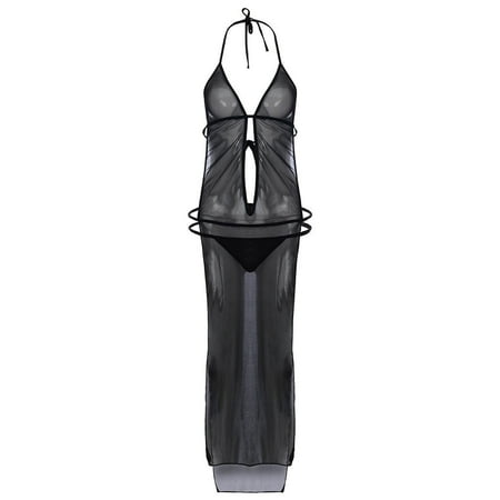 

BIZIZA Women s Chemise Sexy Lingerie Full Slip Babydoll Strappy Nightgown Deep V Neck Nightdress Black XXXL