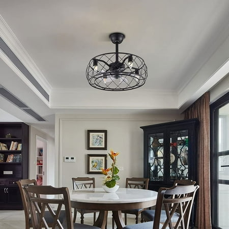 

FETCOI Industrial Cage LED Ceiling Fan with 4-Light with Remote