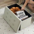 thumbnail image 2 of FCH 76*38*38cm Glossy Pull Point PVC MDF Foldable Storage Footstool Oak Gray, 2 of 8