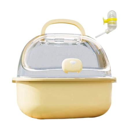 Portable Hamster Travel Carrier Cage with Water Bottle Transparent Small Pet Outdoor Carry Case Colour as Pictured