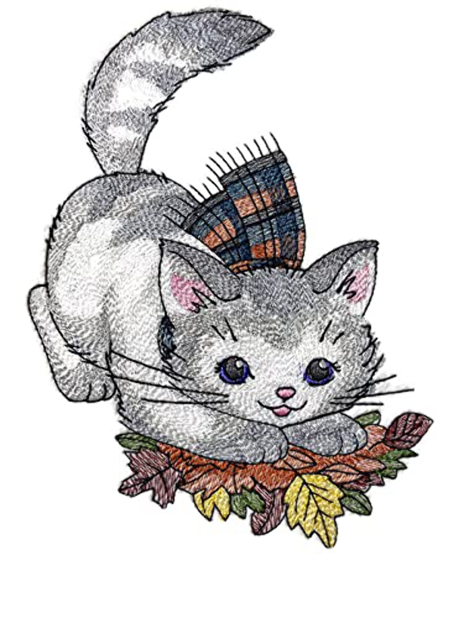 Nature Weaved in Threads, Amazing Baby Animal Kingdom [Cozy Kitty with Scarf ][Custom and Unique] Embroidered Iron on/Sew Patch (5.83" x 7.36") [Made in USA]