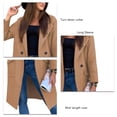 thumbnail image 4 of Chaqueta de abrigo de longitud media con bolsillos grandes Manga larga Cuello vuelto Abrigo con botones de color puro para mujer de invierno Caqui M, 4 of 5