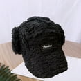 thumbnail image 4 of D GROEE Ladies Ear protective Baseball Winter Ladies Hat Earflaps Ear Thickened Plush Long Brim Sunshade Solid Color Lace Up Strap Windproof Lei Black, 4 of 8