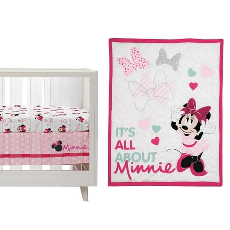 UPC: 0084122012189 | Lambs & Ivy Disney Baby Minnie Mouse Love 3-Piece Pink Nursery Crib Bedding Set