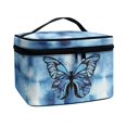 thumbnail image 2 of HELLHERO Blue Butterflies Large Capacity Cosmetic Bags Large Capacity Makeup Organizer With Brush Storage Wide-open, 2 of 6