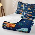 thumbnail image 4 of Homewish Construction Crane Vehicle Quilt King For Boys And Girls,Orange Green Blue Watercolor King Coverlet Set,3-Piece, 4 of 7