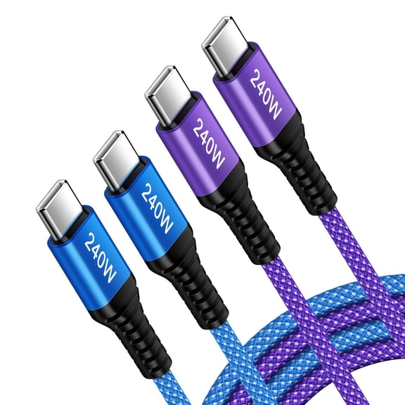2 Pack 6ft Nylon Braided 240W USB C to USB C Fast Charging Cable Compatible with iPhone 17/16/15 Series, MacBook Air, iPad Pro and Samsung Galaxy S26 Ultra, S25