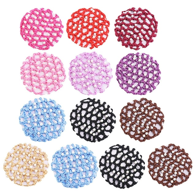 13pcs Mesh Crochet Hair Net Girl Hair Net Elastic Women Hairnet (Assorted Color)