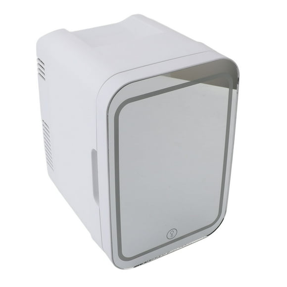 Mini Fridge, 4L Capacity Portable Skincare Fridge with with Dimmable LED Light Mirror Car Refrigerator Cooler or Warmer Compact Small Refrigerator Cooler for Cosmetics Snacks Dorm