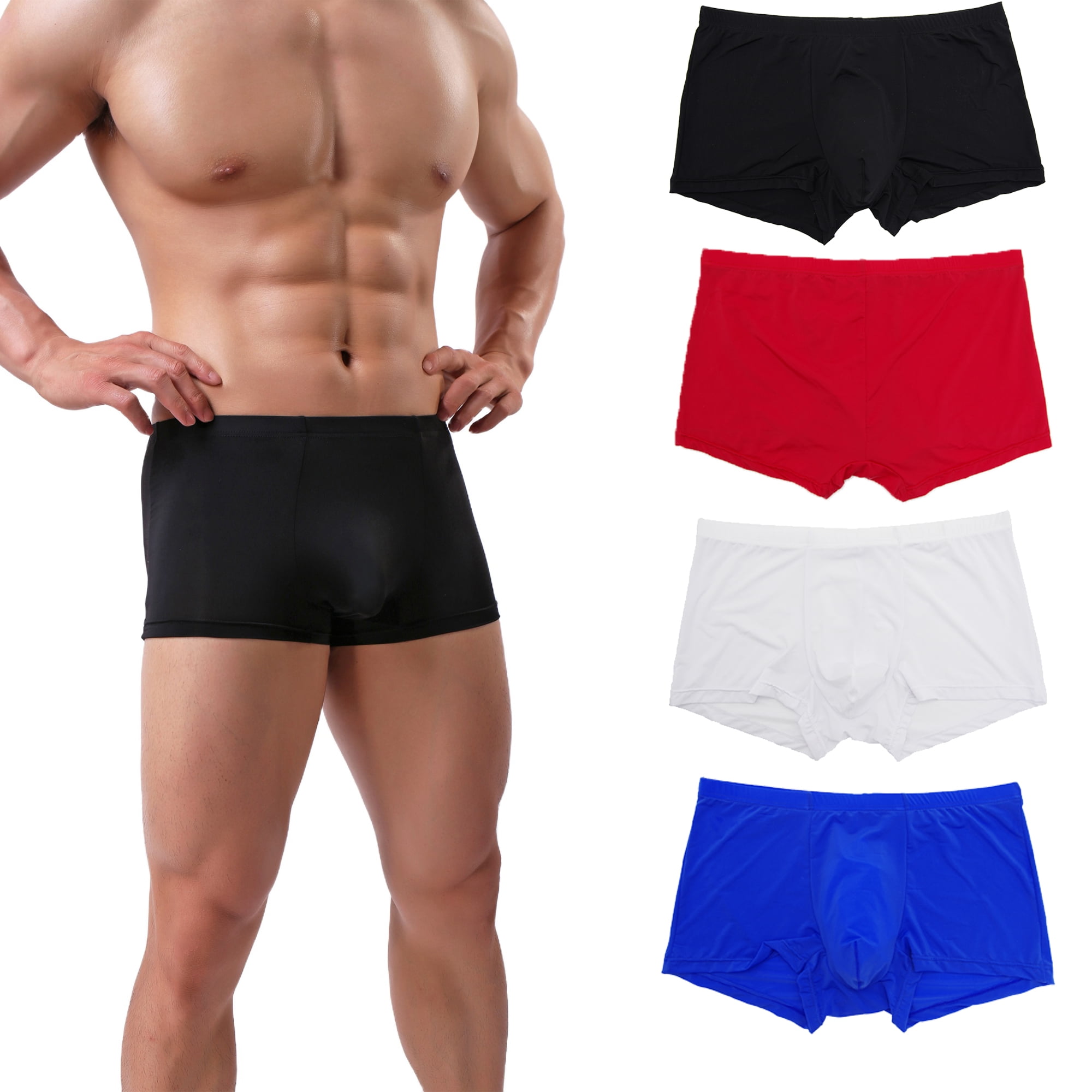 Pdbokew Men's Trunks Underwear Ice Silk Cotton Modal Seamless Panties
