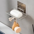 thumbnail image 4 of Juego de 2 jaboneras de acero inoxidable sin taladrar, soporte de jabón de ducha montado en la pared Soporte de jabón de pared autoadhesivo para baño para ducha y baño,Plata, 4 of 5