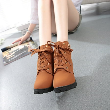 

Boots for women Womens Fashion High Heel Lace Up Ankle Boots Ladies Buckle Platform Shoes