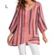 thumbnail image 1 of Camiseta de mujer Qarigey Blusa suelta Manga Larga Rayas Cuello en V Otoño Rojo L, 1 of 4