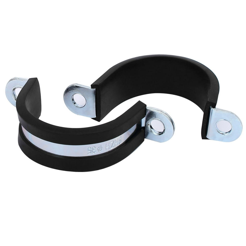 M35 EPDM Rubber Lined U Shaped Pipe Tube Strap Clamps Clips Fasteners 2pcs