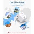 thumbnail image 3 of Adaptador de enchufe de viaje One Beat 6 en 1, alimentación de la UE, 3 enchufes, 3 USB, 3 of 7