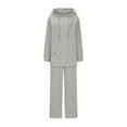 thumbnail image 5 of Kmdttou Fashion Plus Size Set Sweatsuits Tracksuits for Women' Fall And Winter Casual Solid Color Fashionable With Pockets Hooded Top And Pants Home Set Suit on Clearance!, 5 of 6