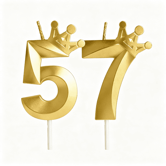 CYFW 3D Crown Gold Number 57 Birthday Candle Cake Candles,Happy 57 Birthday Candles Cake Topper Decorations for Men Women Birthday Party Chic Candles for Women