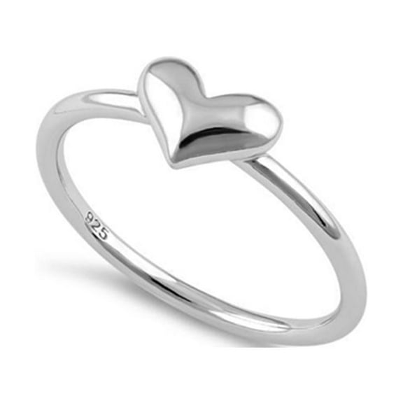 925 Sterling Silver Oxidized Platinum Plated Heart Art Deco Women Valentines Day Gifts Ring