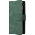 thumbnail image 6 of Wallet Case for iPhone XR, Premium Vintage PU Leather Magnetic Closure Handbag Zipper Pocket Cover Kickstand Card Holder Slots with Wrist Strap TPU Shockproof Flip Case - Dark Green, 6 of 14