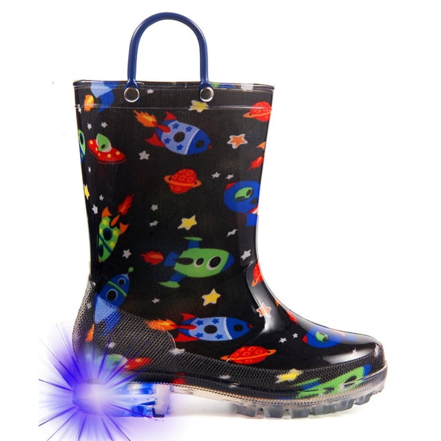 Toddler Boys Rain Boots Little Kids Baby Light Up Rubber Printed