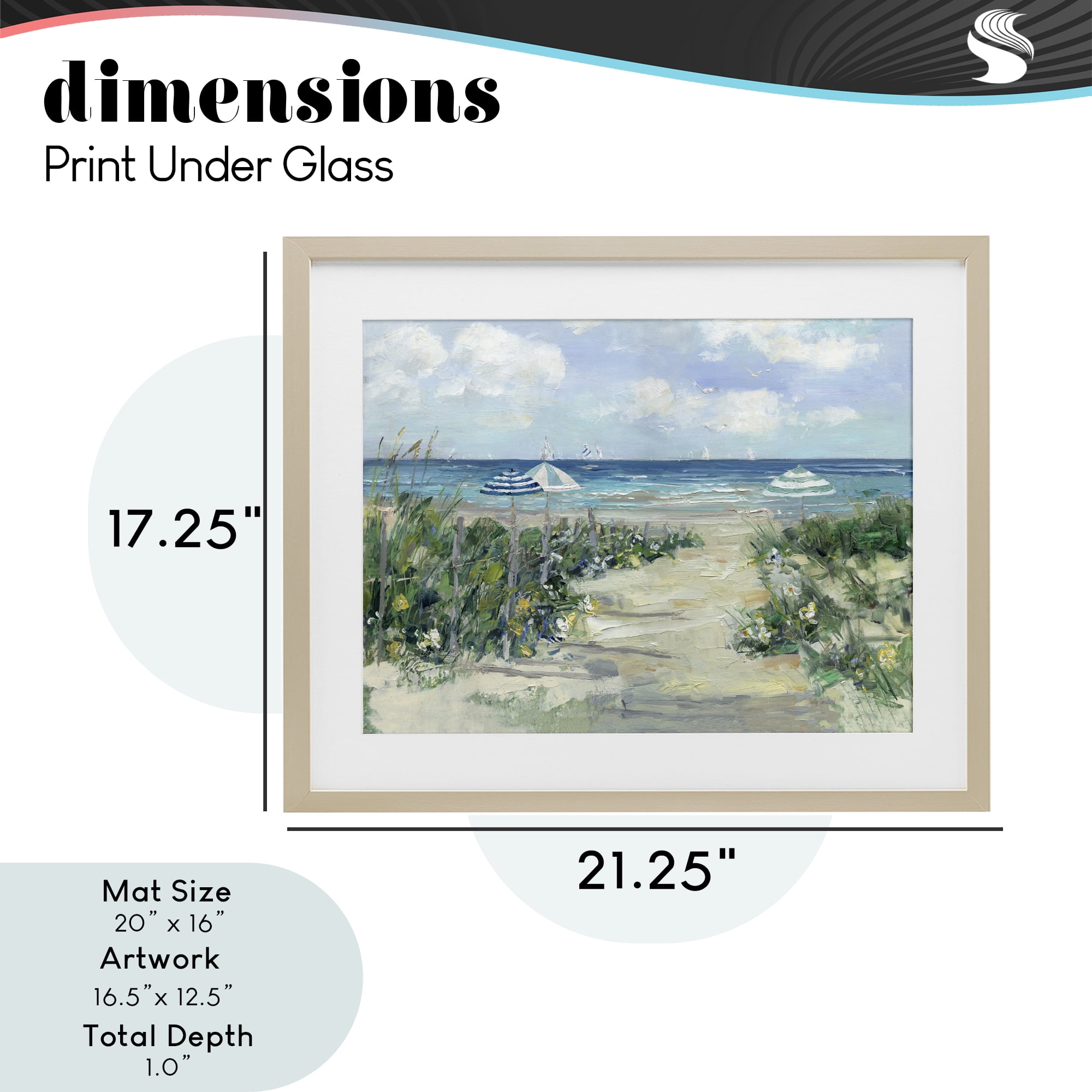Stupell Industries Seaside Path To Striped Umbrellas Birch Framed Print Under Glass, design by Sally Swatland