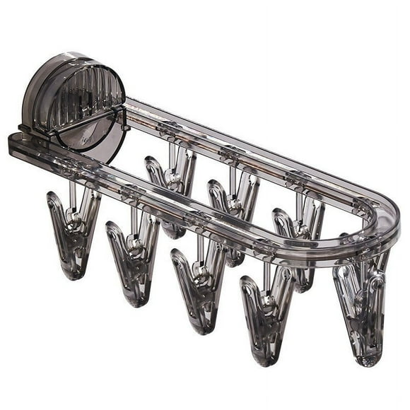 Fiudx Perchero de 9 Pinzas para Ropa, Montaje En Pared Compacto, Diseño Plegable, para Uso En Interiores y Exteriores, Organizador de Ropa, Material Plástico, para Secar Toallas de Baño y Guardar Cal