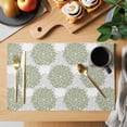 thumbnail image 2 of Sage Green Dahlia Placemats Set of 4, Country Grey Flowers Floral Farmhouse Placemats for Dining Table, Place Mats for Kitchen Tabletop, Waterproof Wipeable Dining Table Mats Set, 2 of 9