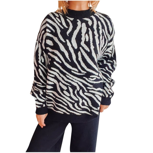 Cameland Pull-Over Tricoté Contrastant Couleur Unie pour Femmes, Col Rond