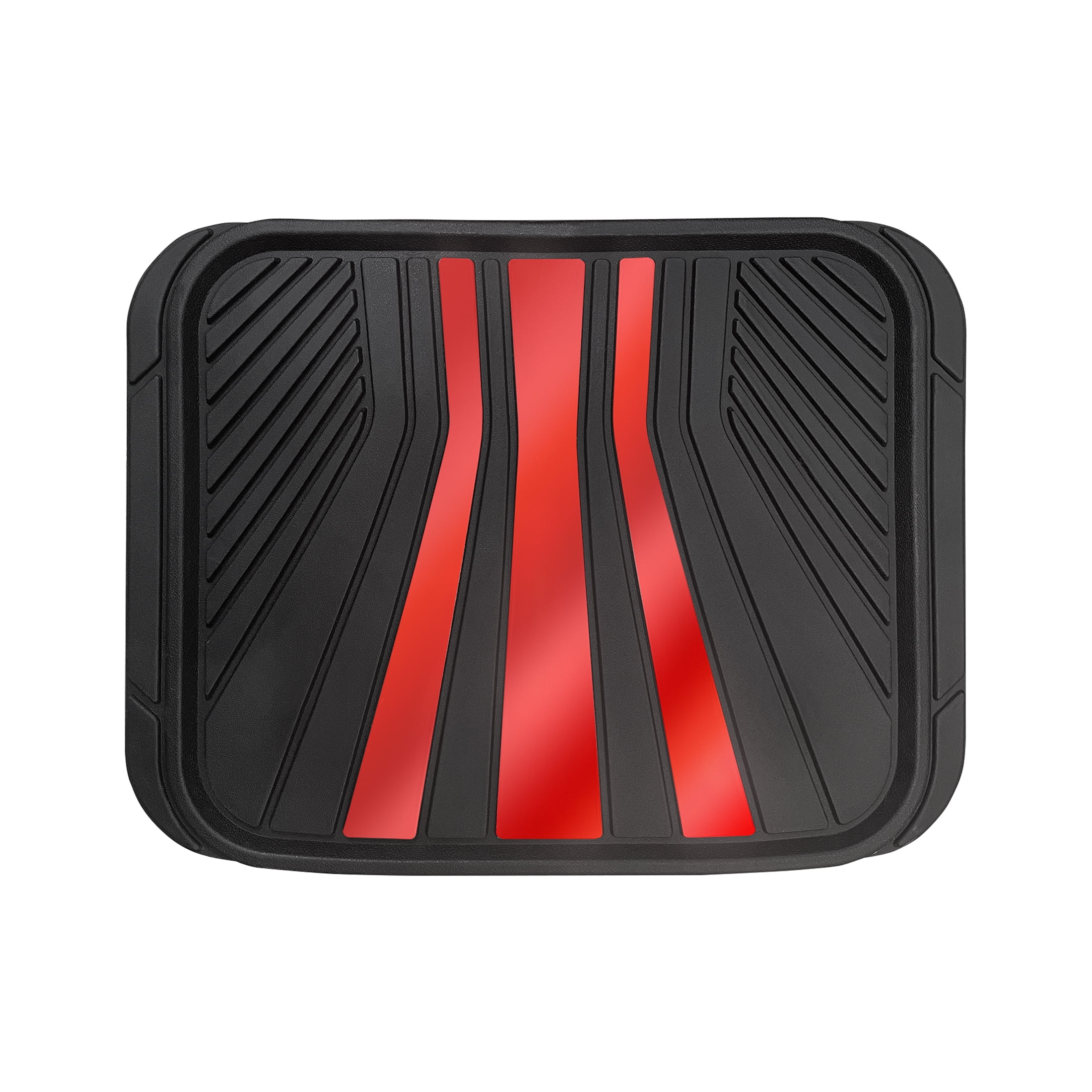 Auto Drive 4-Piece Black & Red All-Weather Rubber Floor Mat Set – Heavy Duty Universal Trim-to-Fit Car, Suv & Truck Mats