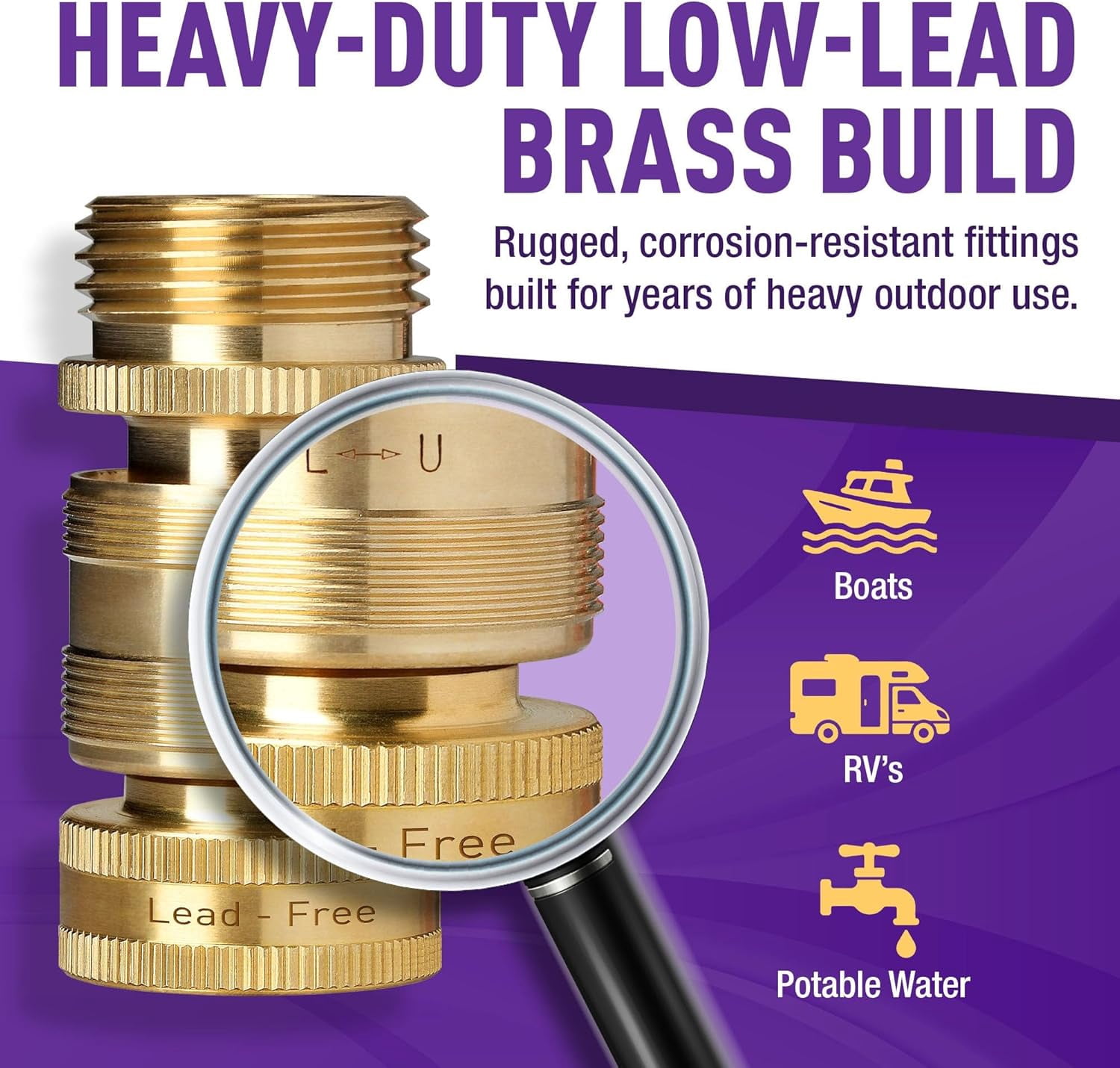 GORILLA EASY CONNECT Low Lead Locking Garden Hose Quick Connect Fittings ¾ Inch GHT Solid Brass Leak Proof to 200 PSI Heavy Duty