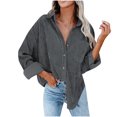thumbnail image 2 of Women's Pockets Buttons Long Sleeve Tops Outwear Solid Color Turn-down Collar Jacket Coat, 2 of 5