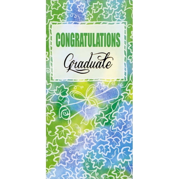 Freedom Greetings Green, Blue and White Floral Graduation Money Holder