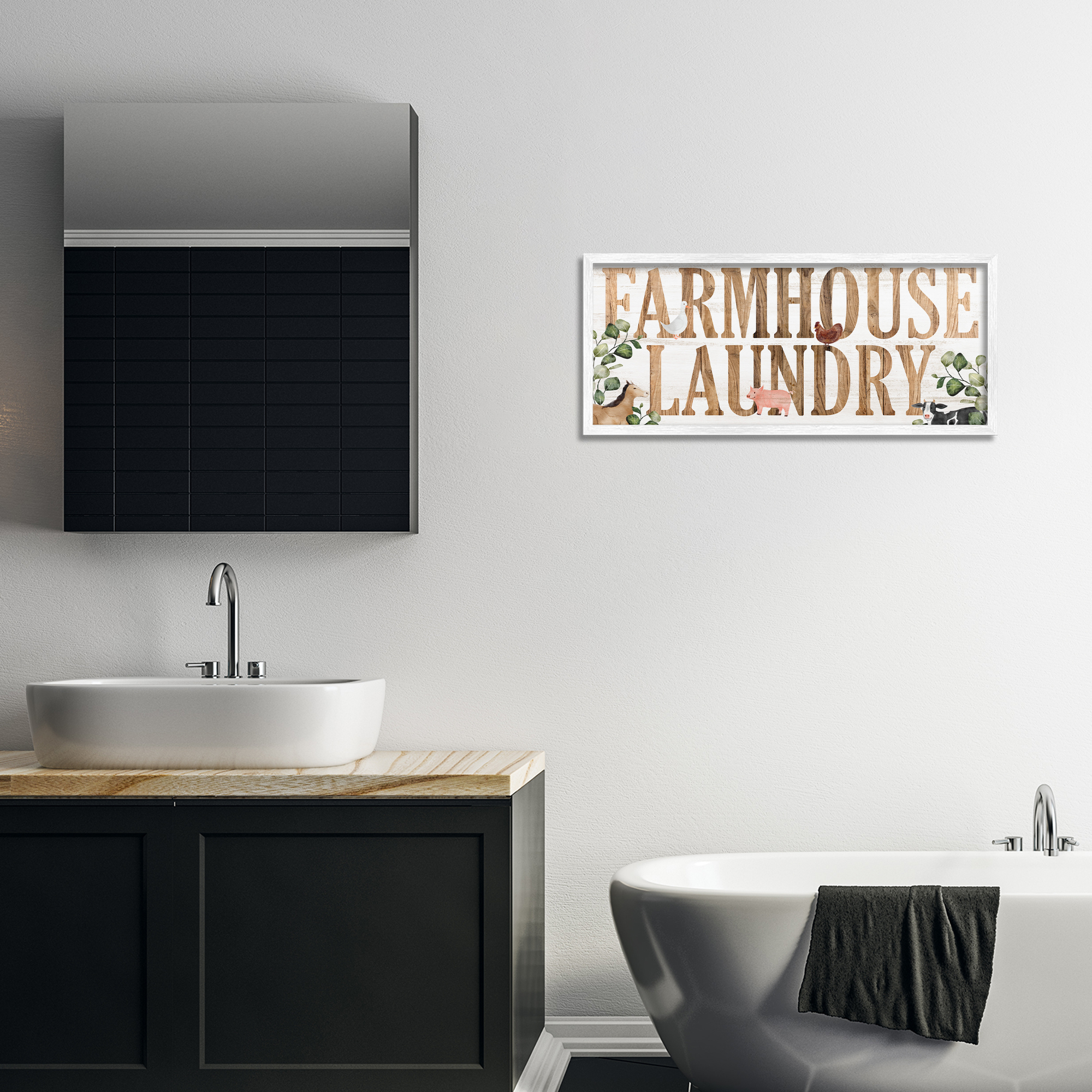 Rustic Farmhouse Laundry White Framed Giclee Art, design by Kim Allen