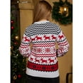 thumbnail image 2 of SOMER Women’s Ugly Christmas Sweater Warm Thick Knit Pullover Reindeer Snowflake Top for Family Couples Holiday Party New Year 2025 Red, 2 of 10