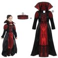 thumbnail image 3 of Vestido de vampiro para niñas, disfraz de novia fantasma gótica, disfraz de vampiro, diablo y murciélago para Halloween, ropa de carnaval vampírica, 3 of 4