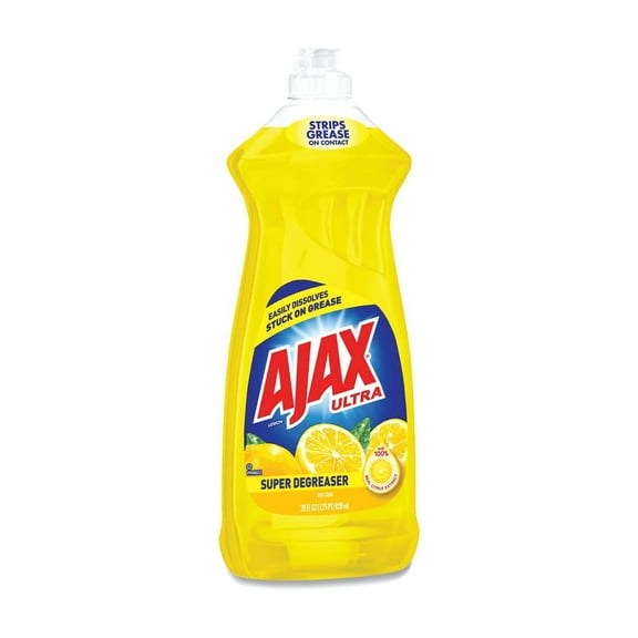 Ajax Ultra Super Degreaser Dishwashing Liquid, Lemon, 28 fl oz Bottle – Strips Grease Fast