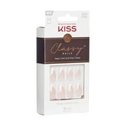 KISS Classy French Tip Press On Nails, Silk Dress, White, Medium Coffin, 28 Count