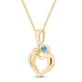 thumbnail image 2 of AFFY Round Simulated Aquamarine Mom Love Heart Pendant Necklace 14K Yellow Gold over Silver, 2 of 5