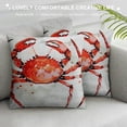 thumbnail image 3 of ONETECH  Crabs Throw Pillow Cover, for Nautical Home Decor Sea Animals Theme in Watercolor Style Effect on Plain Background, Decorative Square Shape Accent Cushion Pillow Case,Vermilion, 3 of 5